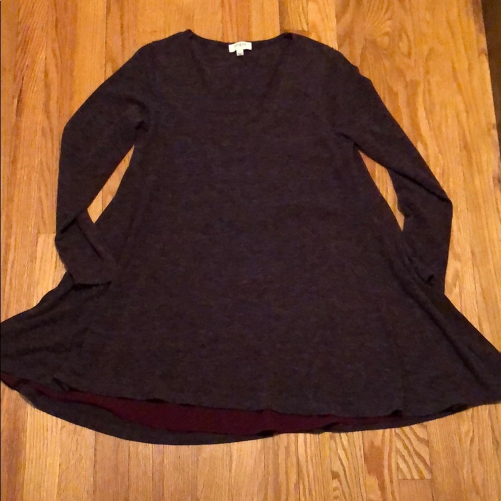 Umgee Long Sleeve Scoop Neck Purple Tunic